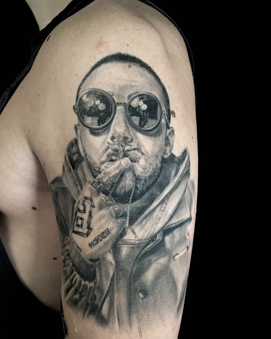 Portrait Mac Miller — Jordy Bones, realisme, OKO Tattoo Genève
